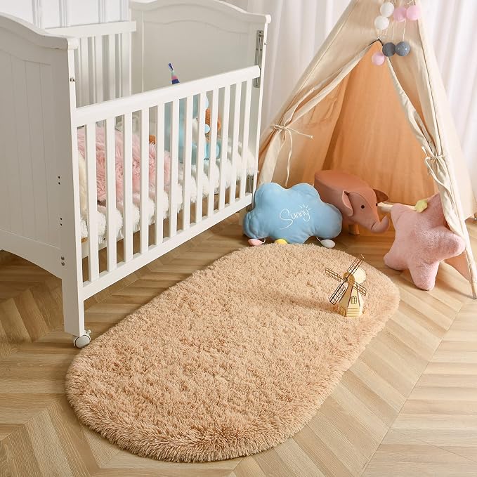 LOCHAS Bedroom Rug 2.6' x 5.3', Soft Oval Throw Rugs Carpet - Image 4