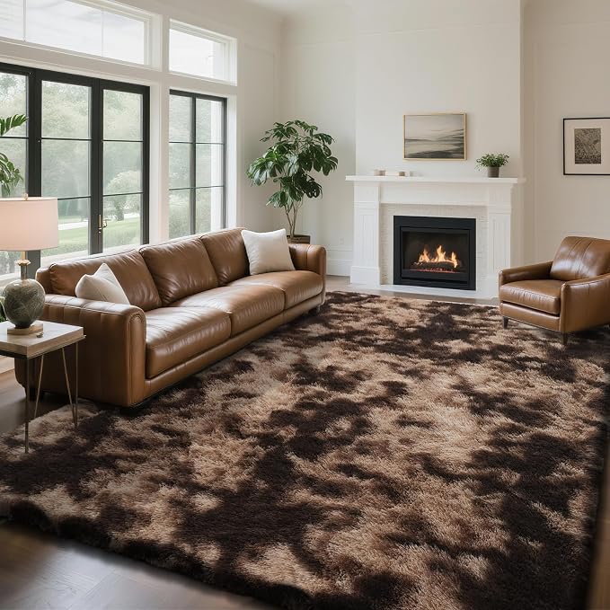yongyangjuxin Fluffy Rug Shag Area Rug, Mottling Brown 10x14 Area Rugs by Yongyangjuxi
