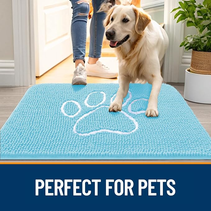 OLANLY Dog Door Mat for Muddy Paws 30x20, Paw Print Design, Absorbs Moisture - Image 6