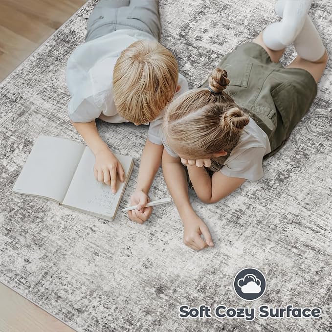 Area Rug 10x14 Washable Rug, Vintage Boho Medallion Rugs Non-Slip Soft Low Pile - Image 4