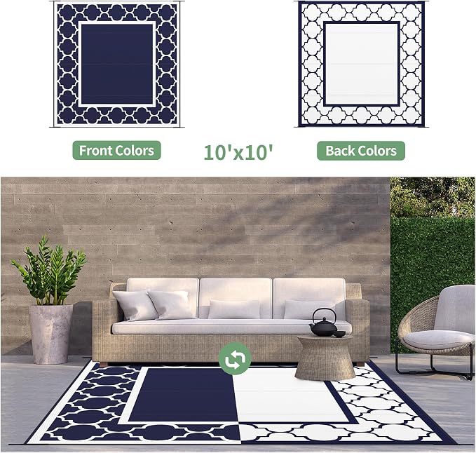 GENIMO 10 ' x 10 ' Outdoor Rug Waterproof - Image 5