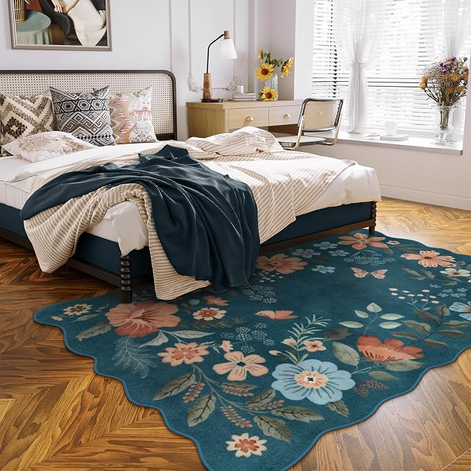 Lahome Floral Washable Area Rug, Ultra-Thin Soft Non-Slip Stain Resistant - Image 3