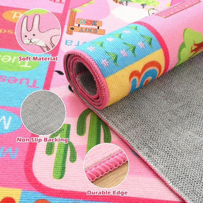 Terrug Kids Rug for Playroom, Educational Classroom Rug for Kids Room, Washable - Image 8