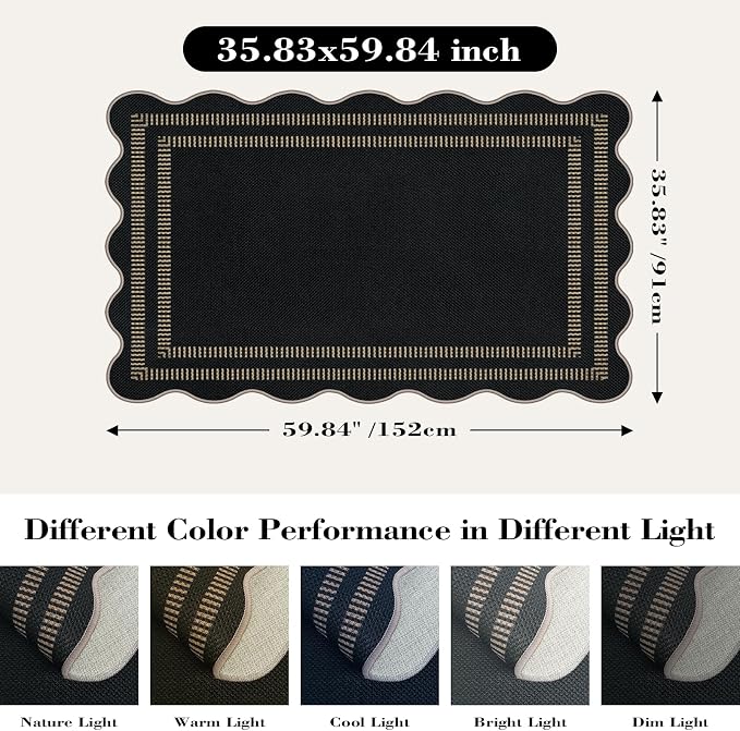 Modern Easy Jute 3x5 Outdoor Patio Rug, Farmhouse Neutral Non Slip Carpet - Image 2
