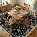 RELEANY Area Rugs Square 7ft Washable Non-Slip, Floral Vintage Distress by RELEANY