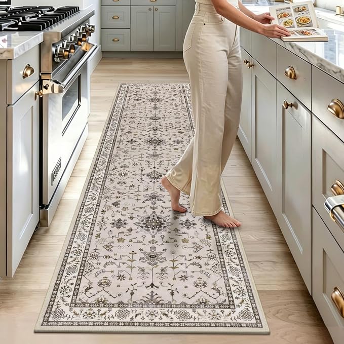 HEBE Washable Hallway Runner Rug 2'x 6' Non Slip Kitchen Rugs Runner, Low Pile - Image 9