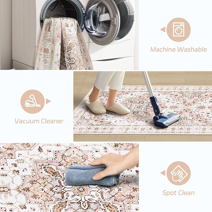 Madane Runner Rug 2'6''x8' Kitchen Runner, Hallway Runner Printed Vintage - Image 4