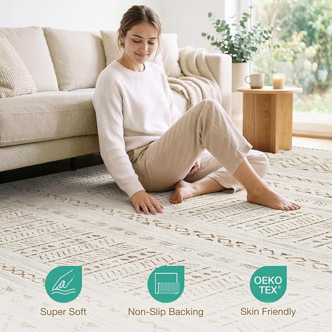 cotiled 5x7 Area Rugs Living Room Rug: Washable Boho Rugs - Image 4