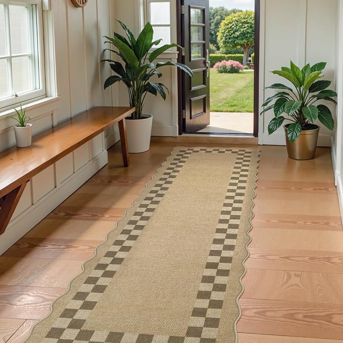 LIVEBOX Scalloped Easy Jute Checkered Runner Rug - Image 8