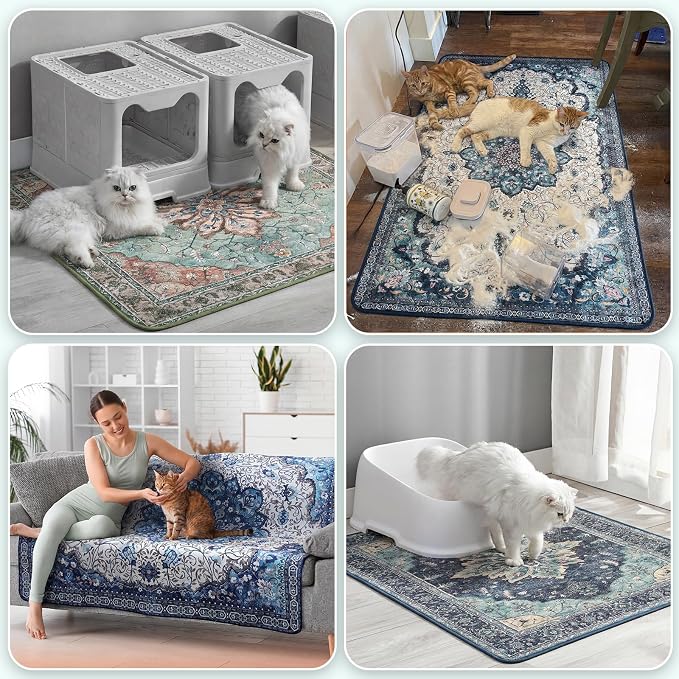 Hompet Cat Litter Mat 2 Pack, 54x54 Large Machine Washable Trapping Mats - Image 4
