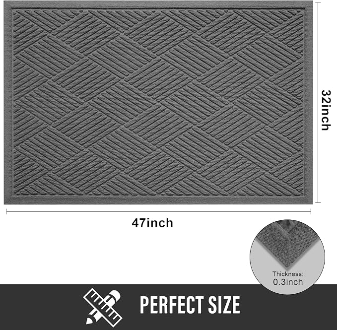 HIYARD Sturdy Front Door Mat, Absorbent Muddy Dirt Resist Welcome Door Mats - Image 2