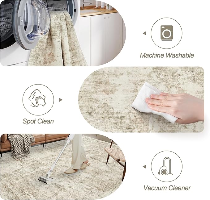 Soalmost Abstract Rug 8x10 Large Living Room Rugs Neutral Modern Washable Area - Image 6