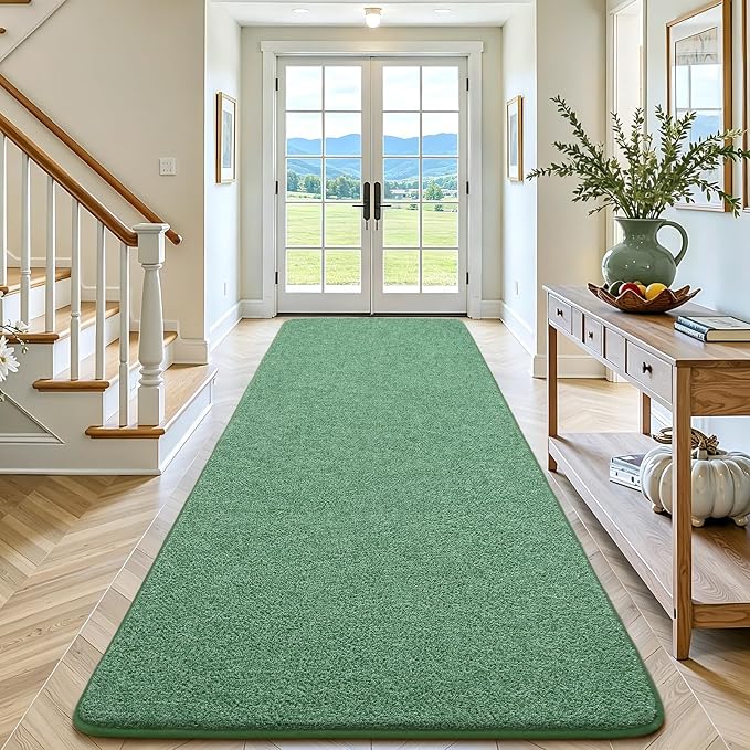 Keeko Soft Hallway Runner Rug, 2x6 Green Entryway Runner Rugs - Image 2