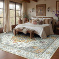 RELEANY Area Rugs 6'x8' Washable Non-Slip, Floral Vintage Distress Medallion by RELEANY
