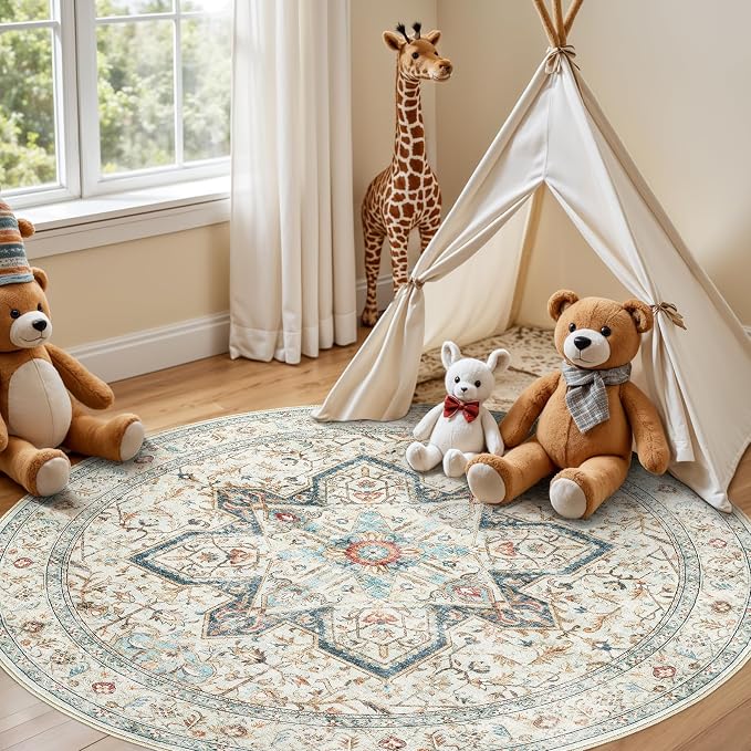 Tortania 5' Round Area Rug Living Room Rugs - Image 5