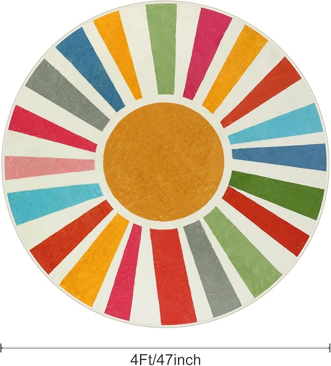 STARUIA Small Round Rug 4 Ft Washable Round Rug - Image 2