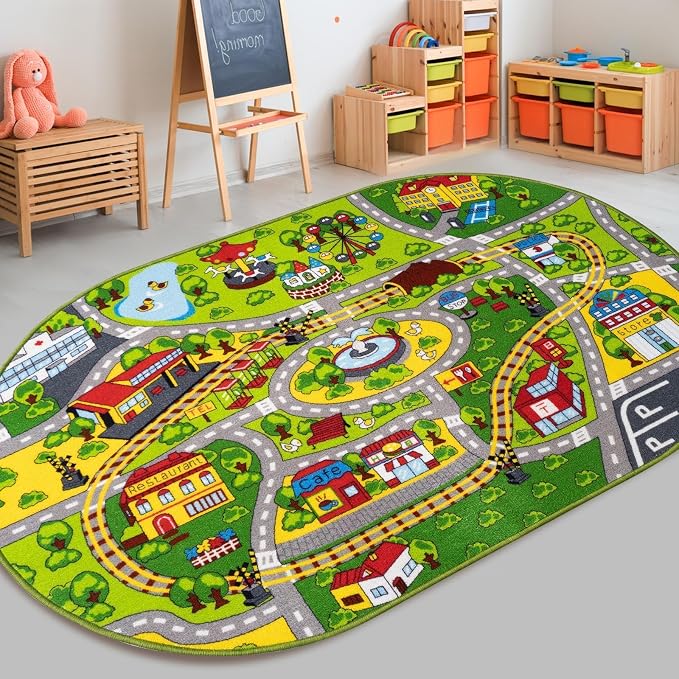 Booooom Jackson Kids Car Mat Train Rug Play Mat, 59 x 39 inches by BooooomJackson