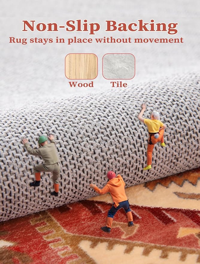 SERISSA Runner Rug for Hallways, Long Boho Rug Vintage Red Hallway Stair Ultra - Image 5