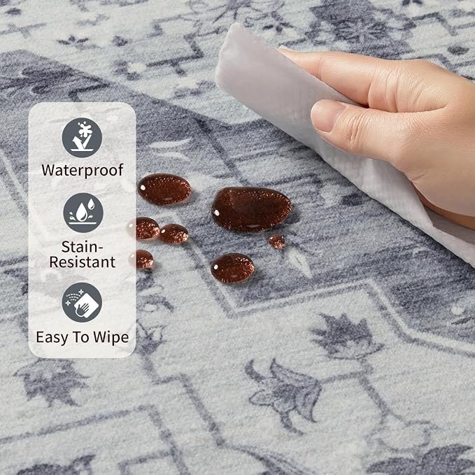 Rugxara 6x9 Washable Area Rug for Living Room, Vintage Large Boho Rugs for - Image 9