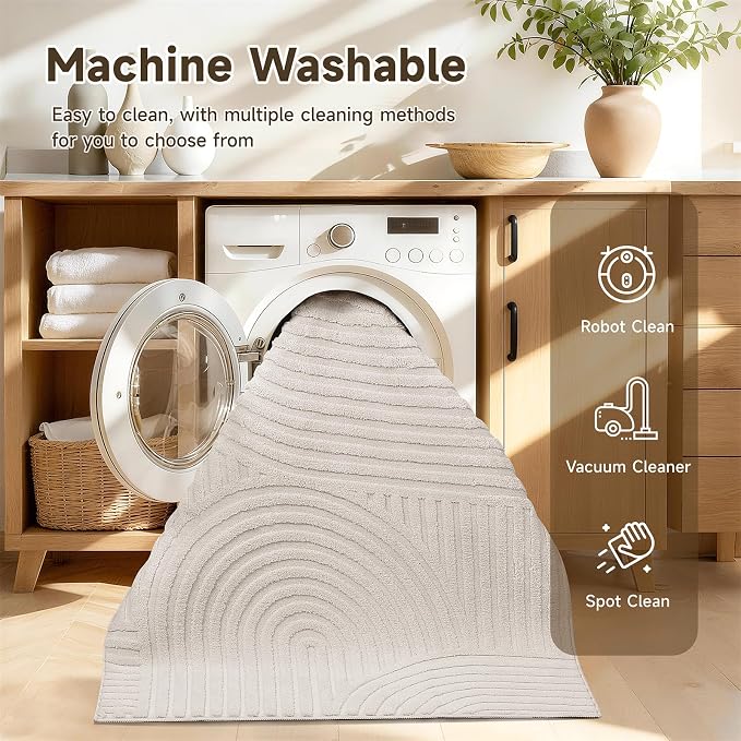 Pauwer 3x12 Washable Area Rugs for Living Room Modern Beige Solid Color Soft - Image 6