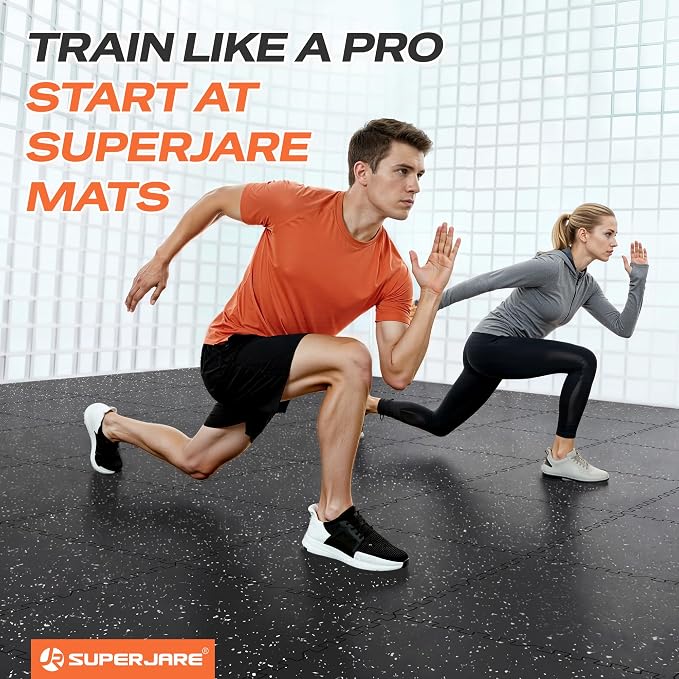 SUPERJARE 0.56'' Thick 12 Pcs 48 Sq Ft Rubber Top Exercise Equipment Mats - Image 3