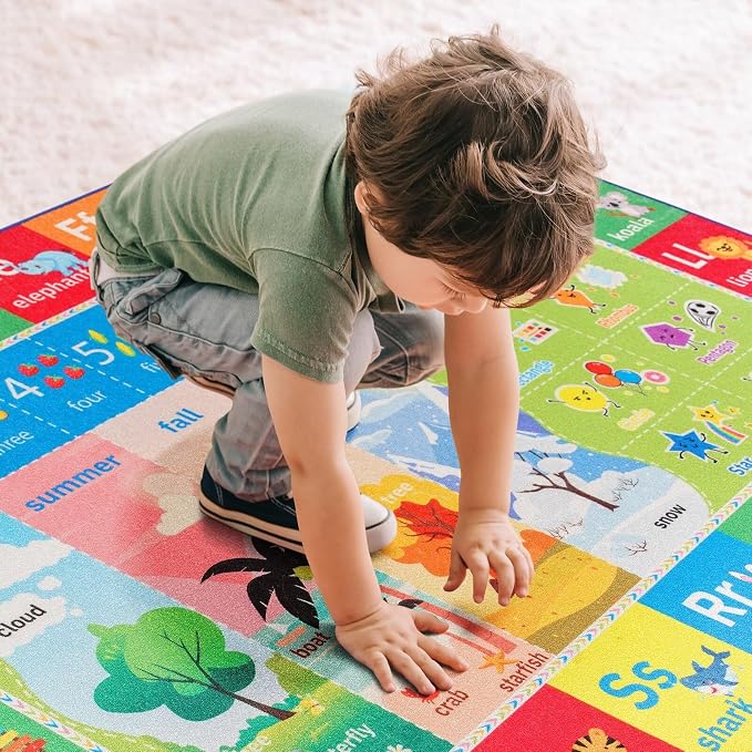 Macgace ABC Kids Rug for Playroom, 6x9 Washable Classroom Area Rugs, Toddler - Image 5