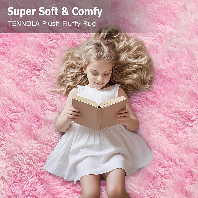 Plush Fluffy Pink Rugs for Bedroom Girls Room 2x6 Runner Pink Area Rug for - Image 8