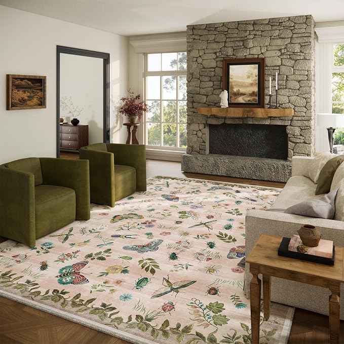 Machine Washable Rugs for Living Room: 8x10 Area Rugs Stain Resistant Non Slip by palohom