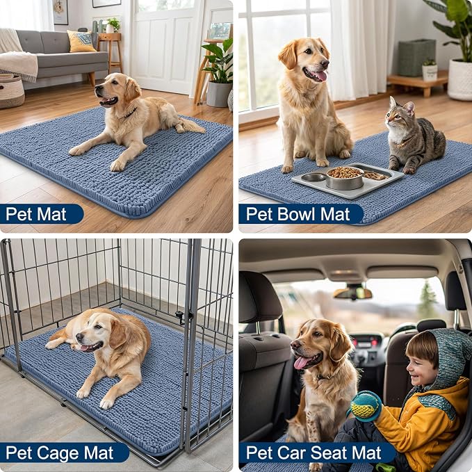 Smiry Dog Door Mat for Muddy Paws 47x20, Absorbent Dirt Trapper, Non-Slip - Image 6