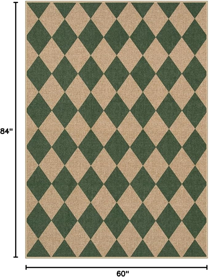 Lahome Colette Checkered Outdoor Rug 5x7, Washable Rug - Image 2