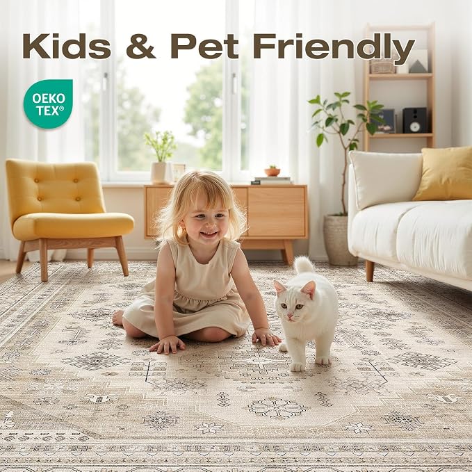 8x10 Washable Area Rug, Large Rugs - Image 5