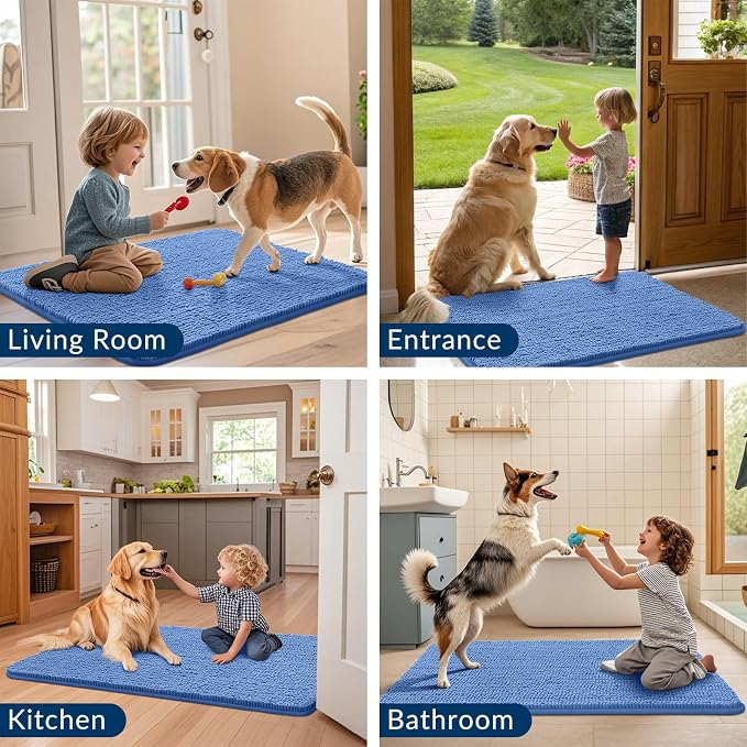 Smiry Dog Door Mat for Muddy Paws 24x16, Absorbent Dirt Trapper, Non-Slip - Image 7