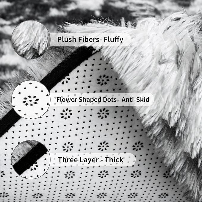 FlyDOIT Large Area Rugs for Living Room, 4x6 Feet Tie-Dyed Black and White - Image 6
