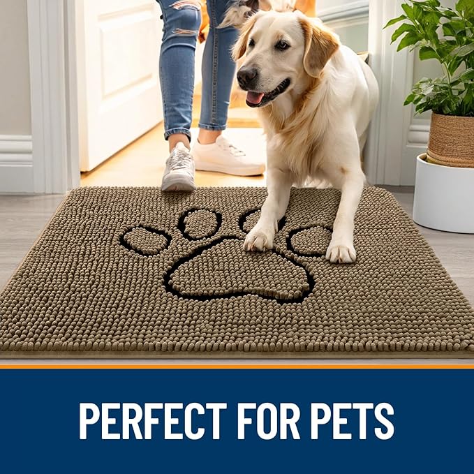 OLANLY Dog Door Mat for Muddy Paws 70x24, Paw Print Design, Absorbs Moisture - Image 6
