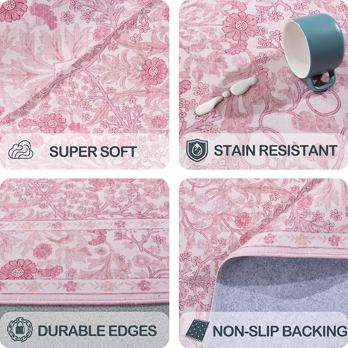 4x6 Area Rug for Bedroom Beside Rug, Laundry Room, Washable Non-Slip Low Pile - Image 6
