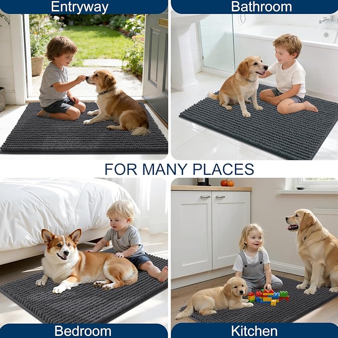 OLANLY Dog Door Mat for Muddy Paws 24x16, Ultra Absorbent Chenille Mud Doormat - Image 8