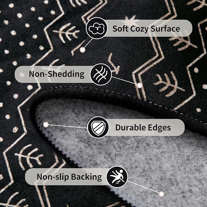 SERISSA 2x5 Kitchen Runner Rug, Washable Non-Slip Black Gold Grad Boho Rug - Image 5