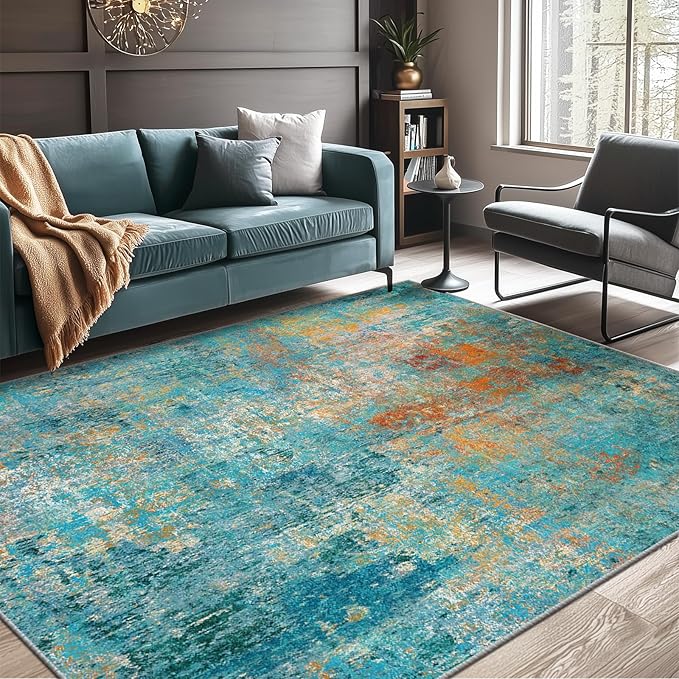 RELEANY Washable Area Rugs 5'x8' Non-Slip Modern Abstract Soft by RELEANY