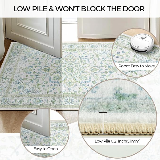 CAPALOCA Machine Washable Rugs Nursery Rug Sq4ft Cute Girl Non Slip Low Pile - Image 5