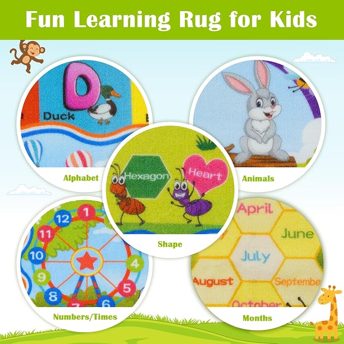 STARUIA ABC Rug for Kids Playroom, Non-Slip Educational Classroom Rug for - Image 6