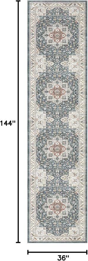 Vintage Hallway Runner Rug 3x12: Large Soft Washable Entryway - Image 2