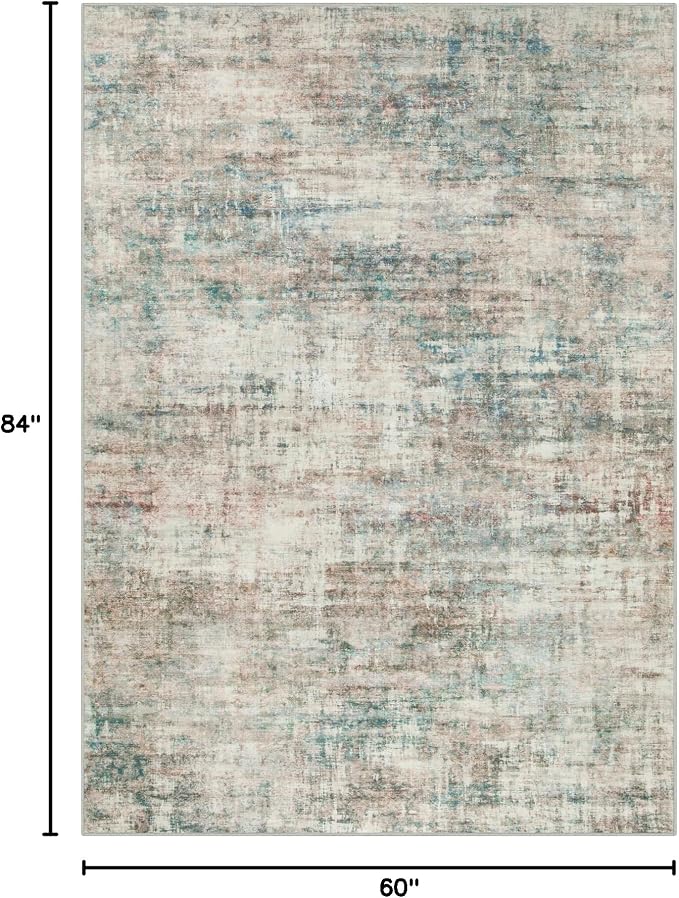5x7 Area Rugs Washable Rug: Modern Abstract Living Room Rug Soft Anti-Skid Thin - Image 2
