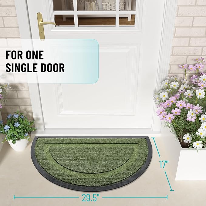 OLANLY Half Circle Door Mat Indoor Outdoor Entrance Welcome, Waterproof - Image 2