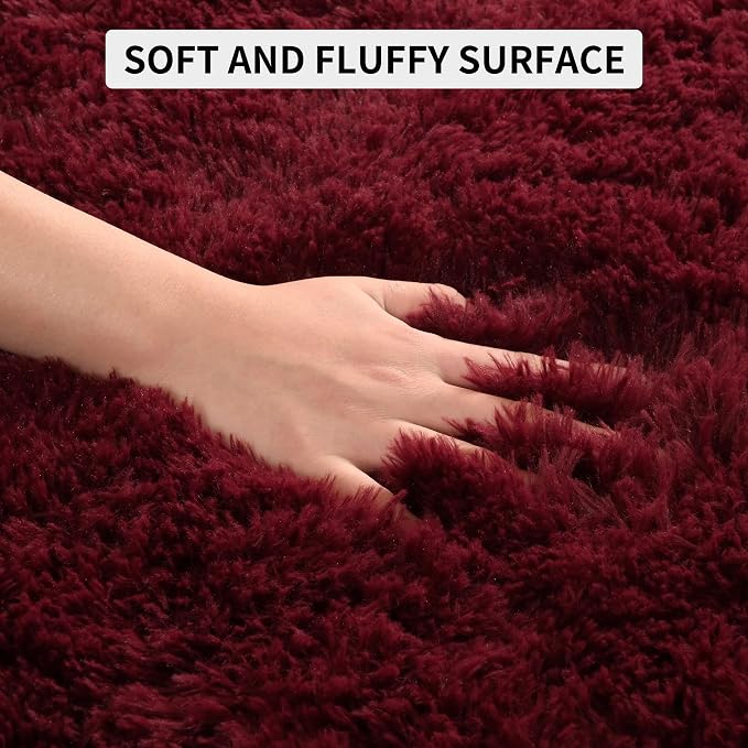 Tepook Fluffy Burgundy Rugs for Living Room, 4x6 Dark Red Area Rug for Bedroom - Image 7