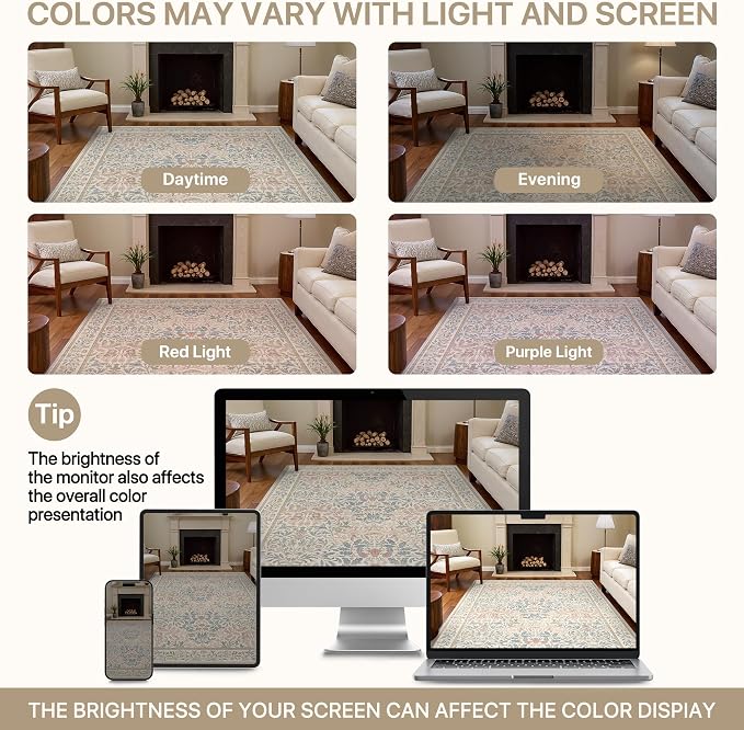 GENIMO 2x7 Runner Rug Non Slip Washable, Vintage Floral Kitchen Runner Rug - Image 6
