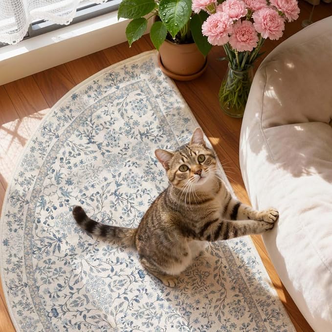 jinchan Zenith Blue Floral Area Rug - Image 7