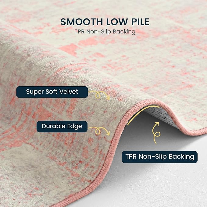 Toneed Abstract Area Rug Modern Washable Rug Soft Non Slip Rug Low Pile - Image 5