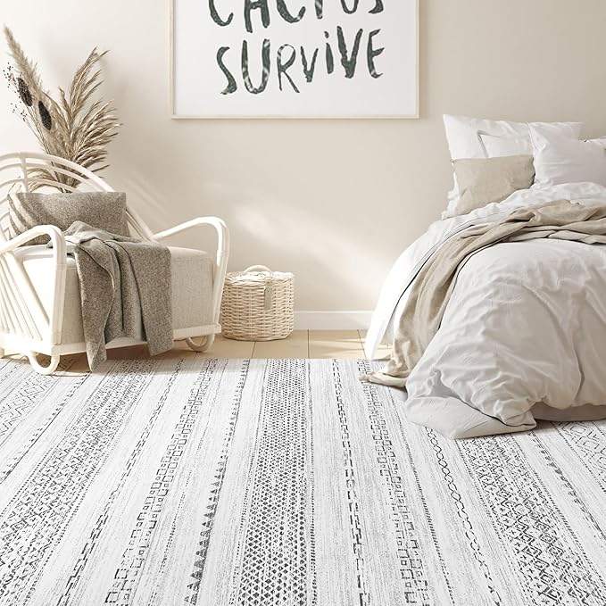 Nakagishi 7x10 Area Rug Living Room: Washable Boho Large Neutral Modern Soft - Image 6