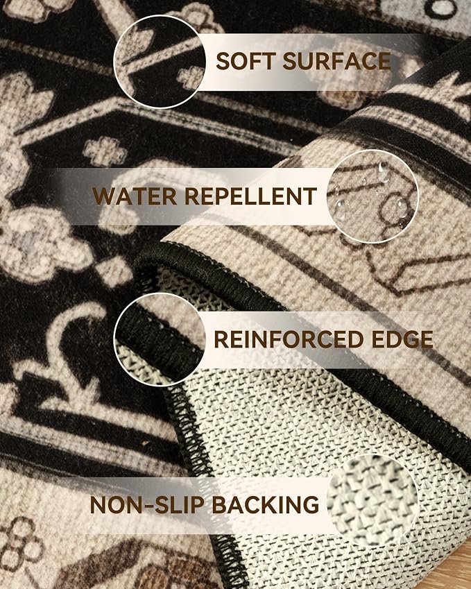 RELEANY Area Rugs Runner 2'x6' Washable Non-Slip, Floral Vintage Distress - Image 5