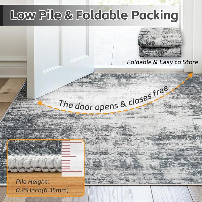 Area Rug 6x9 Living Room Rug Washable: No-Slip Abstract Soft Thin Large Deep - Image 7